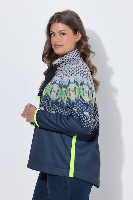 Norweger Strickfleece - Pullover. Langarm, Stehkragen