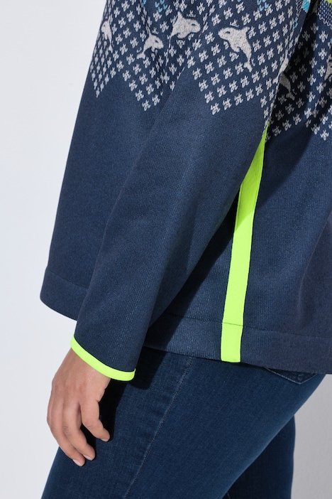 Norweger Strickfleece - Pullover. Langarm, Stehkragen