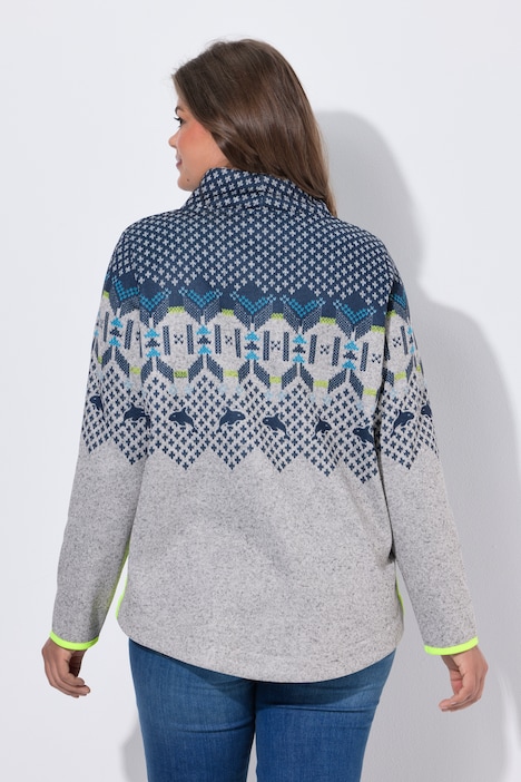 Norweger Strickfleece - Pullover. Langarm, Stehkragen