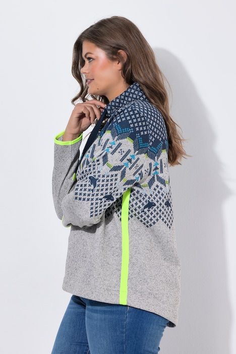 Norweger Strickfleece - Pullover. Langarm, Stehkragen