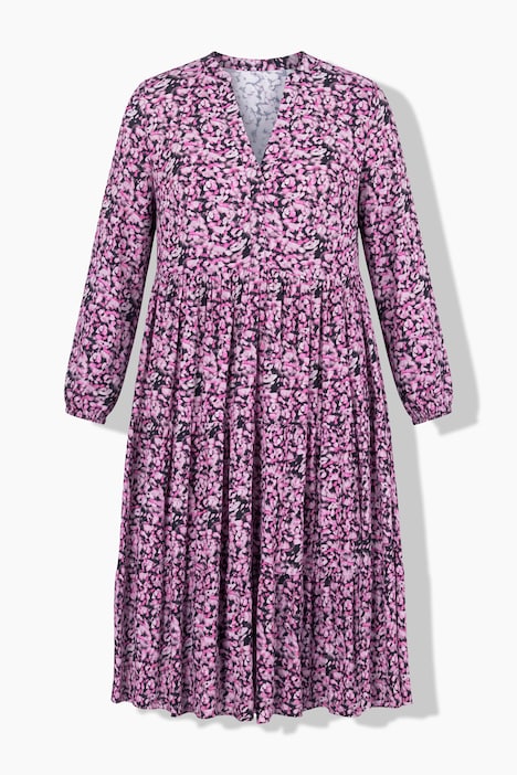 Midikleid, A-Shape, Alloverprint, 3/4-Ärmel