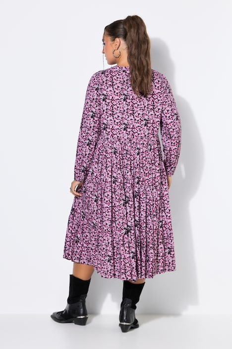 Midikleid, A-Shape, Alloverprint, 3/4-Ärmel