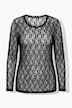 T-shirt en dentelle, coupe Slim Fit, décolleté rond et manches longues