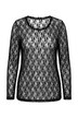 Shirt, Spitze, Slim, Rundhalsausschnitt, Langarm