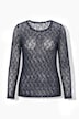 Shirt, Spitze, Slim, Rundhalsausschnitt, Langarm
