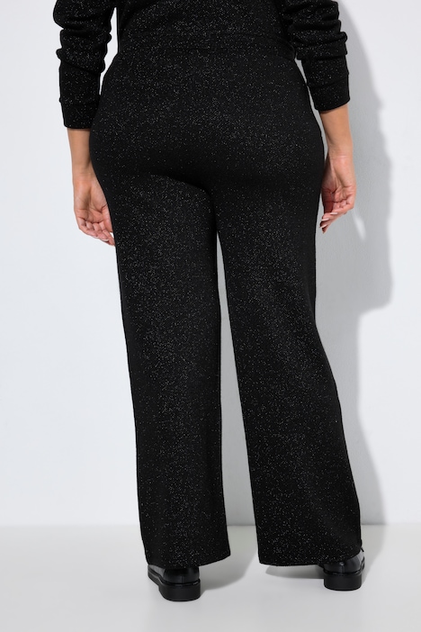 Pantalon en molleton Rose, jambe large, taille élastique et matière scintillante