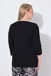 koszulka prążkowana, slim fit, koronkowe wykończenie, rękaw 3/4