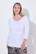 koszulka prążkowana, slim fit, koronkowe wykończenie, rękaw 3/4