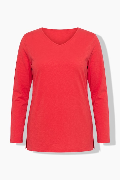 Langarmshirt, oversized, V-Ausschnitt