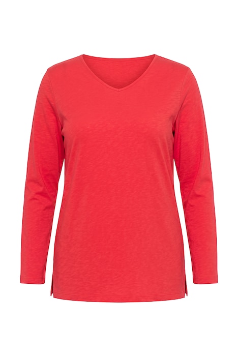 Long-sleeve tee, oversized, V-neck