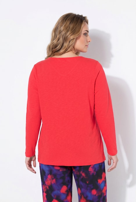 Langarmshirt, oversized, V-Ausschnitt