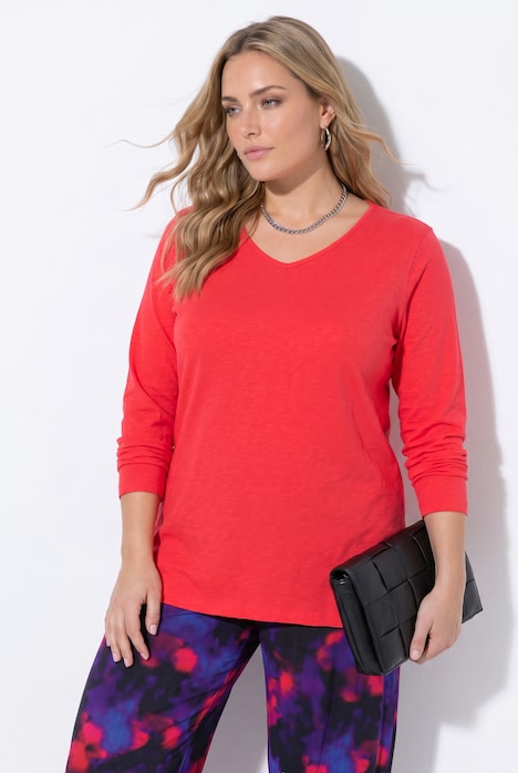 Langarmshirt, oversized, V-Ausschnitt