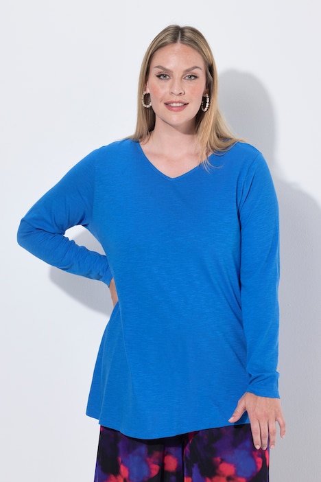Langarmshirt, oversized, V-Ausschnitt