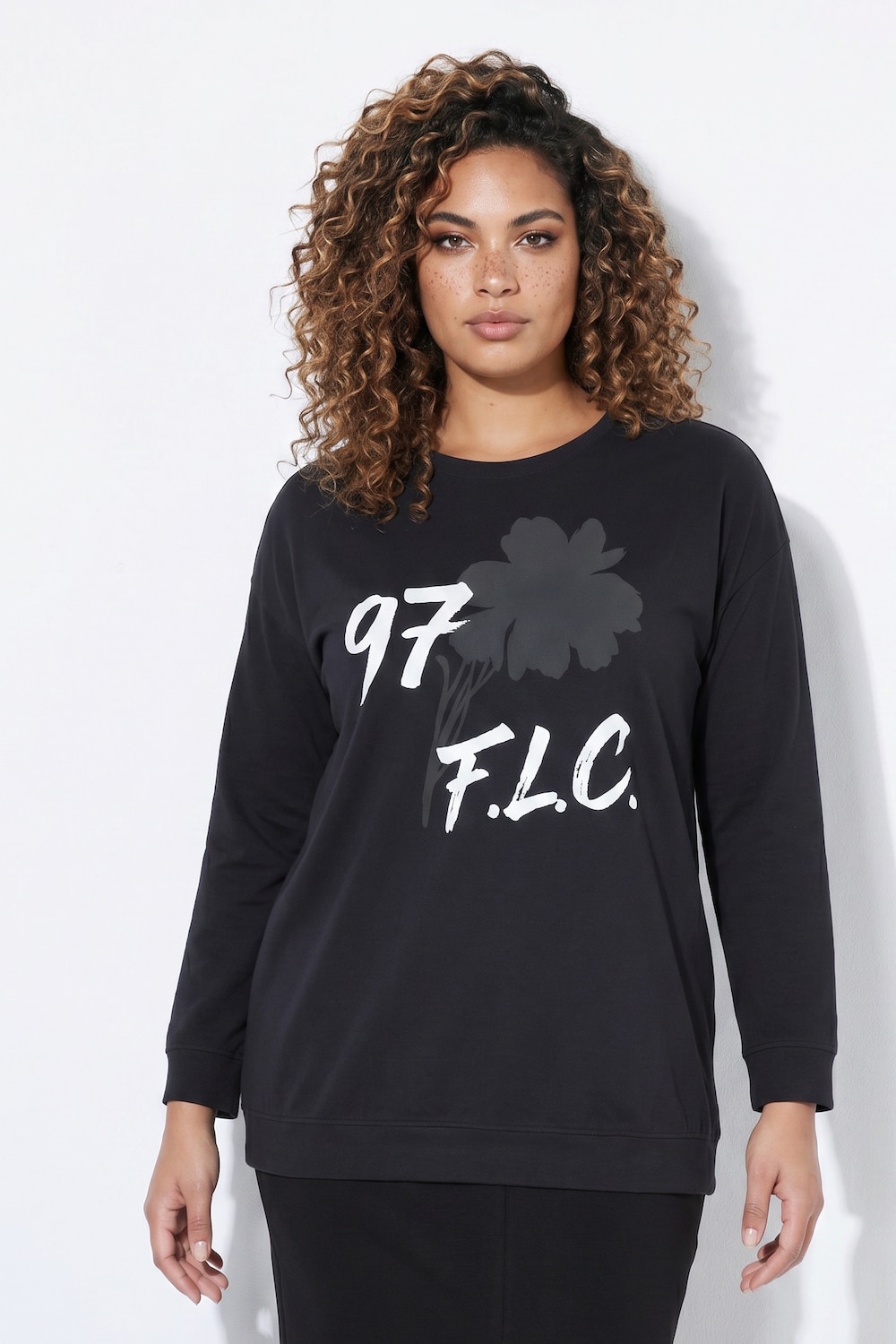 Sweatshirt, Loose Fit, Print in Schwarz/Weiss