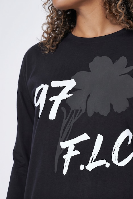Sweatshirt, Loose Fit, Print in Schwarz/Weiß