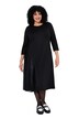 Midi-Jerseykleid, Plissee-Einsatz , A-Linie, Rundhals, 3/4-Arm