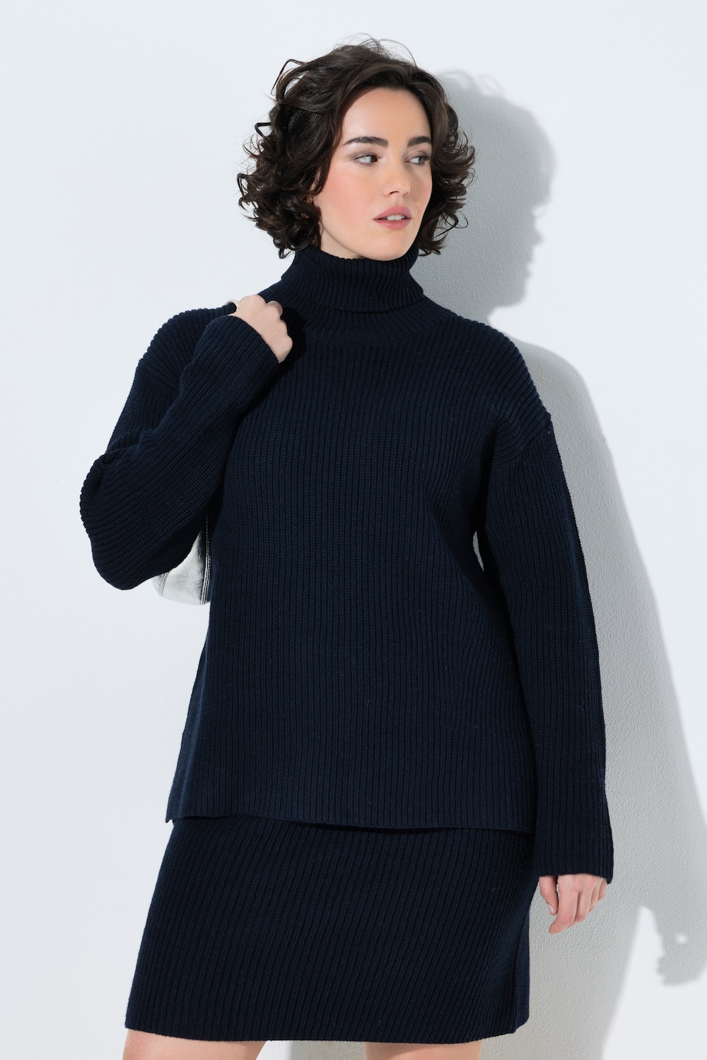 Pullover, Strukturstrick, A-Linie, Rollkragen, Langarm