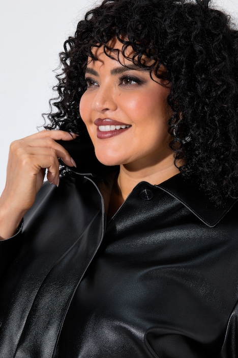Jacke, Lederoptik, Hemdkragen, Oversized