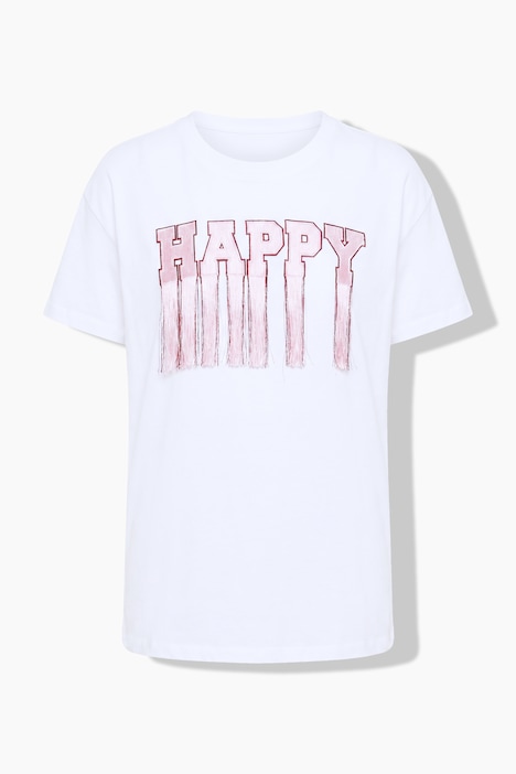 T-shirt, boxy fit, fringed lettering