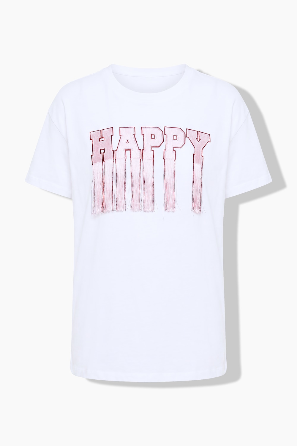 T-Shirt, Boxy Fit, Fransen-Schriftzug