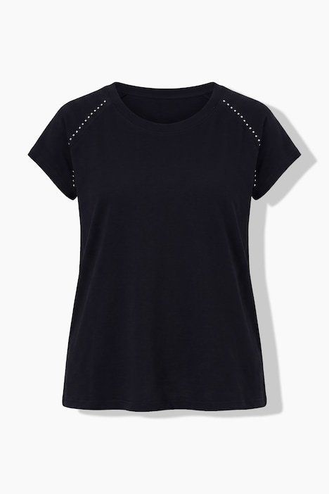 T-shirt, oversize o pudełkowym fasonie, nadruk z motywem oliwek na plecach