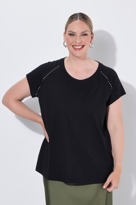 T-shirt, oversize o pudełkowym fasonie, nadruk z motywem oliwek na plecach