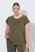 T-shirt, oversize o pudełkowym fasonie, nadruk z motywem oliwek na plecach