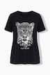 T-Shirt, A-Linie, glänzendes Leoparden-Motiv
