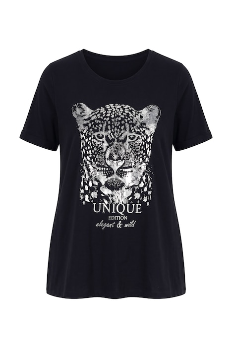Tričko, áčkový střih, lesklý leopardí motiv