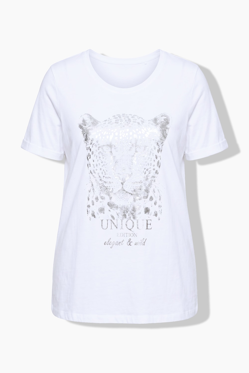 T-shirt, A-lijn, glanzend luipaardmotief