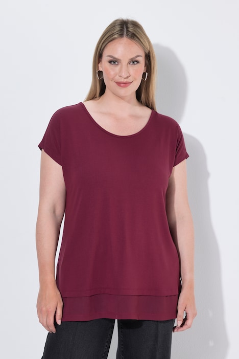T-Shirt, A-Linie, Chiffon-Saum