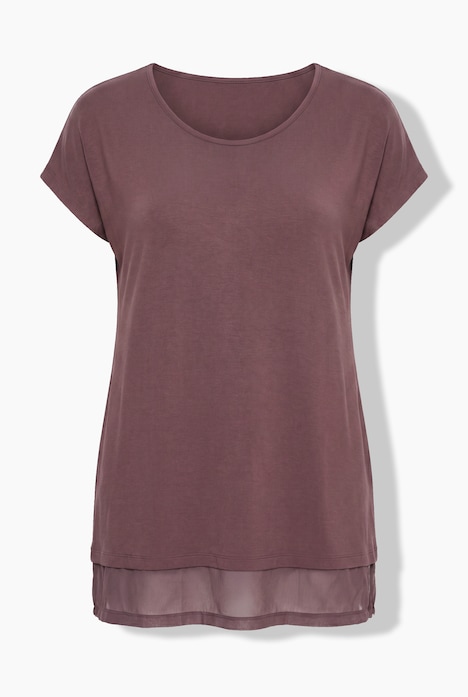 T-Shirt, A-Linie, Chiffon-Saum