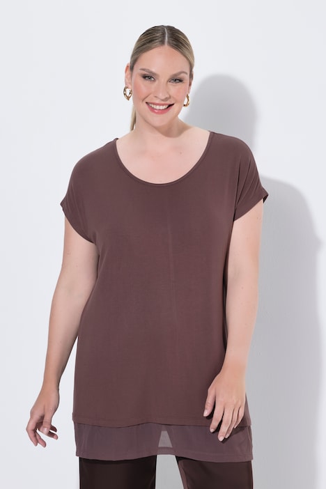 T-Shirt, A-Linie, Chiffon-Saum