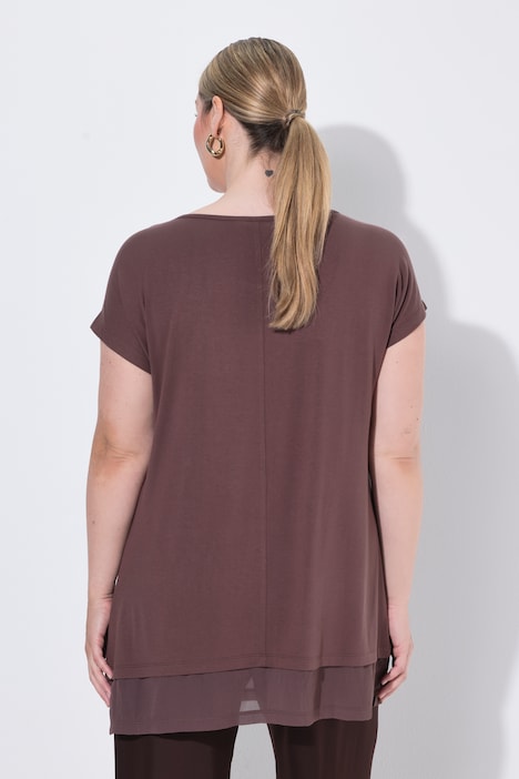 T-Shirt, A-Linie, Chiffon-Saum