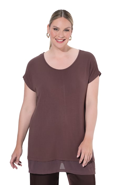 T-Shirt, A-Linie, Chiffon-Saum