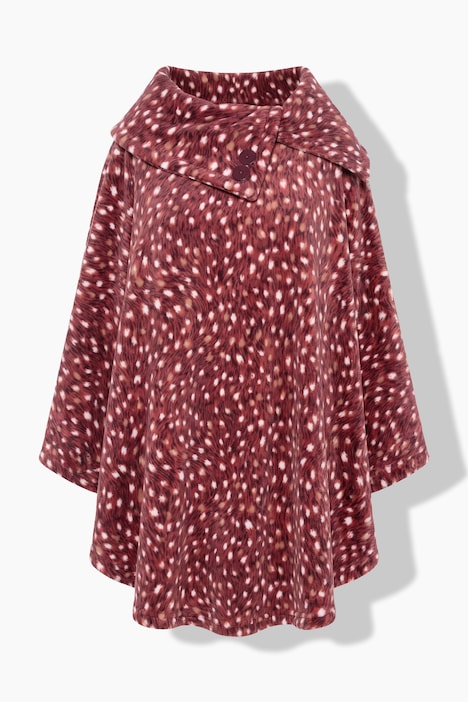 Homewear-Poncho, Plüsch, gemustert, Kragen