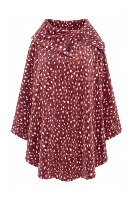 Homewear-Poncho, Plüsch, gemustert, Kragen