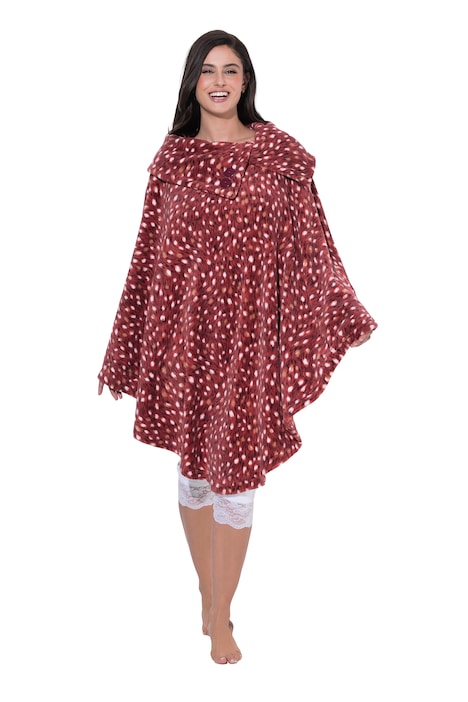 Homewear-Poncho, Plüsch, gemustert, Kragen