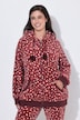Homewear-Jacke, Plüsch, gemustert, Kapuze, Langarm