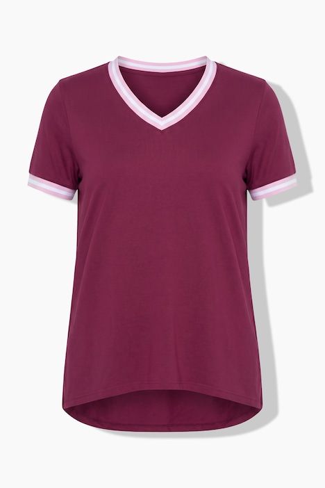 T-Shirt, A-Linie, Streifenbündchen, gerundeter Saum