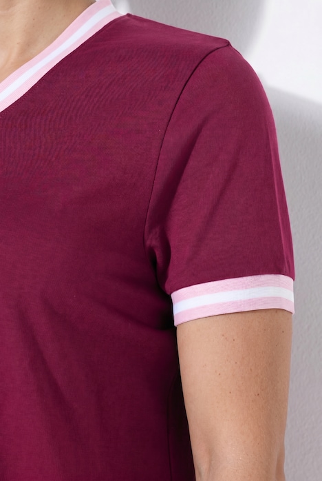 T-Shirt, A-Linie, Streifenbündchen, gerundeter Saum