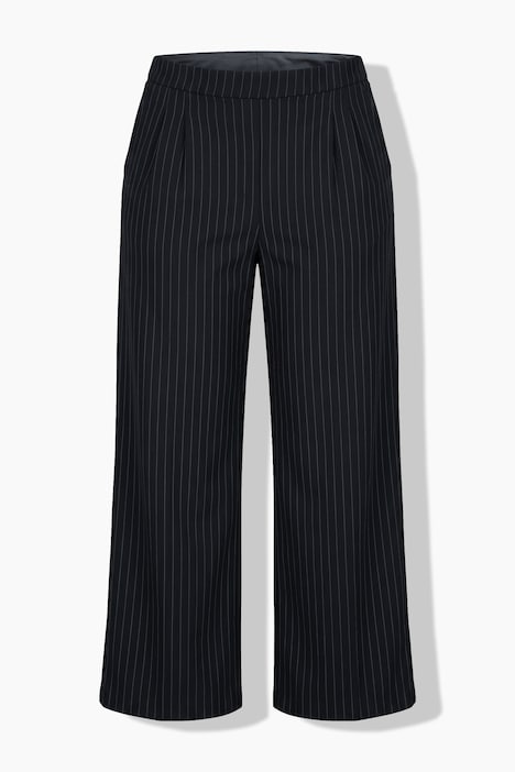 Nadelstreifen-Hose, Wide Legs, teilelastischer Bund