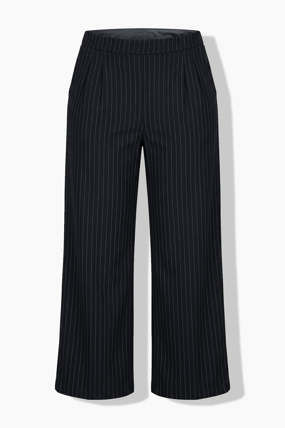Nadelstreifen-Hose, Wide Legs, teilelastischer Bund