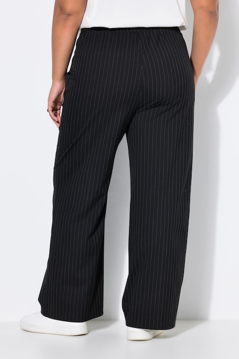 Nadelstreifen-Hose, Wide Legs, teilelastischer Bund