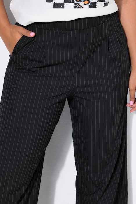 Nadelstreifen-Hose, Wide Legs, teilelastischer Bund