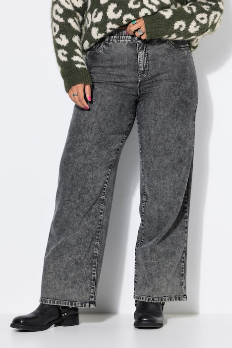 Jeans, Wide Legs, Snow Wash, 5-Pocket