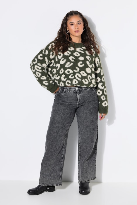 Jeans, Wide Legs, Snow Wash, 5-Pocket