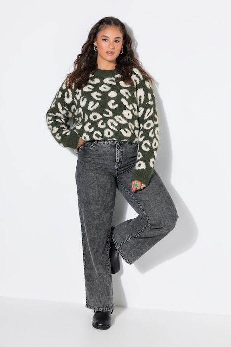 Jeans, Wide Legs, Snow Wash, 5-Pocket