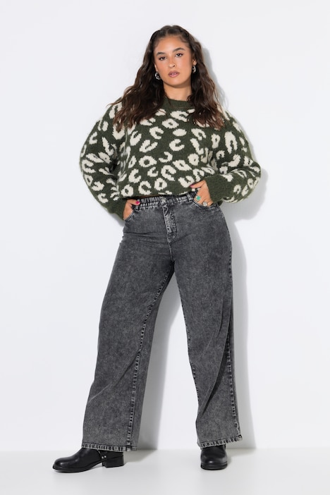 Jeans, Wide Legs, Snow Wash, 5-Pocket