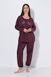 Pyjama avec broderie faon, décolleté rond et manches longues